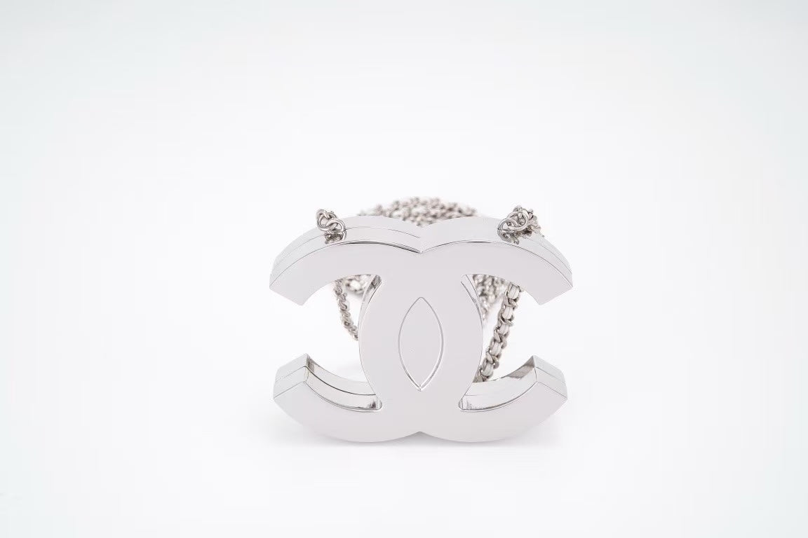 Chanel Cruise Line CC Coco Mark Chain Mirror Silver Pouch