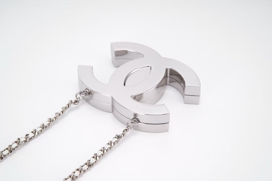 Chanel Cruise Line CC Coco Mark Chain Mirror Silver Pouch