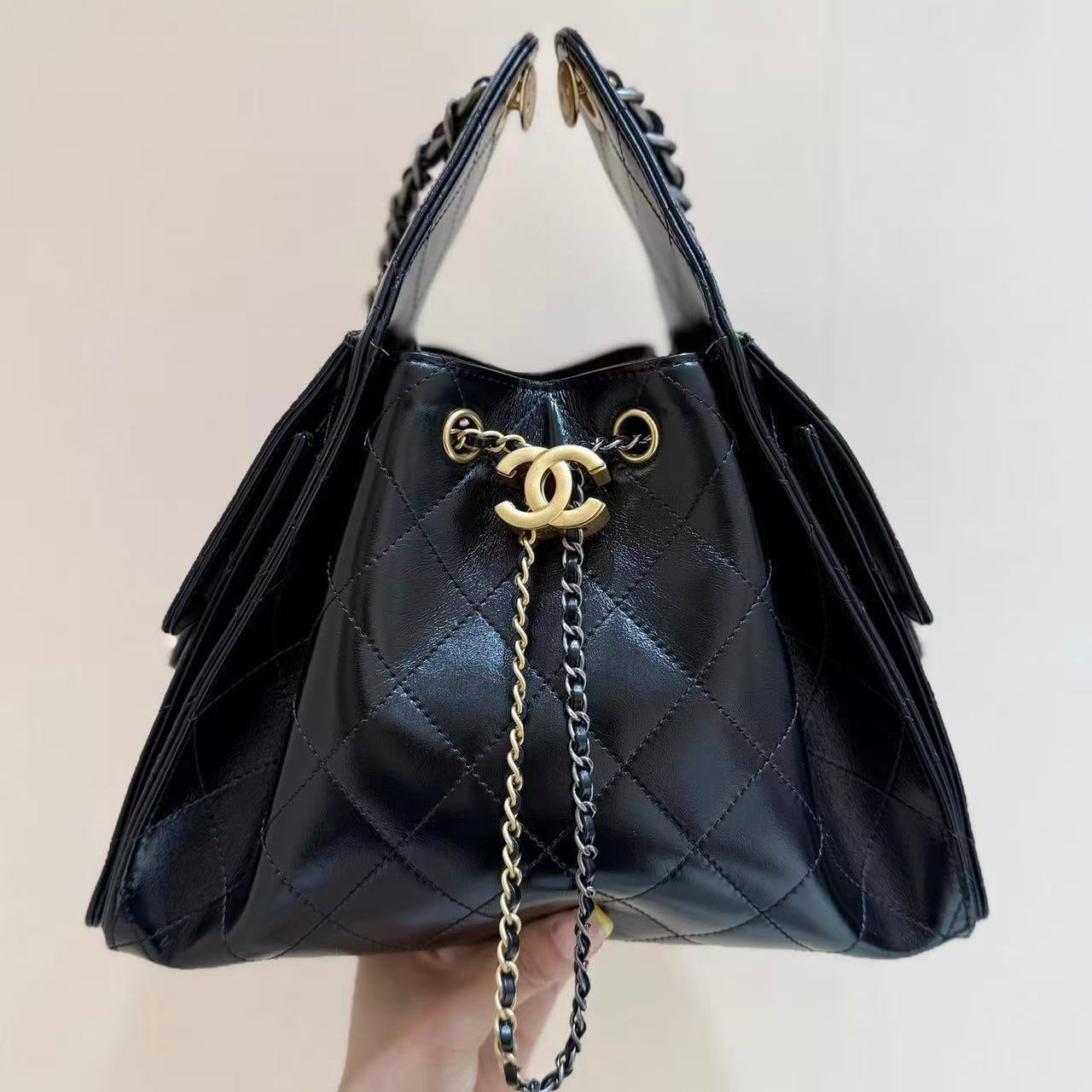 Chanel 2026 Hobo Bag 30cm Black Lambskin