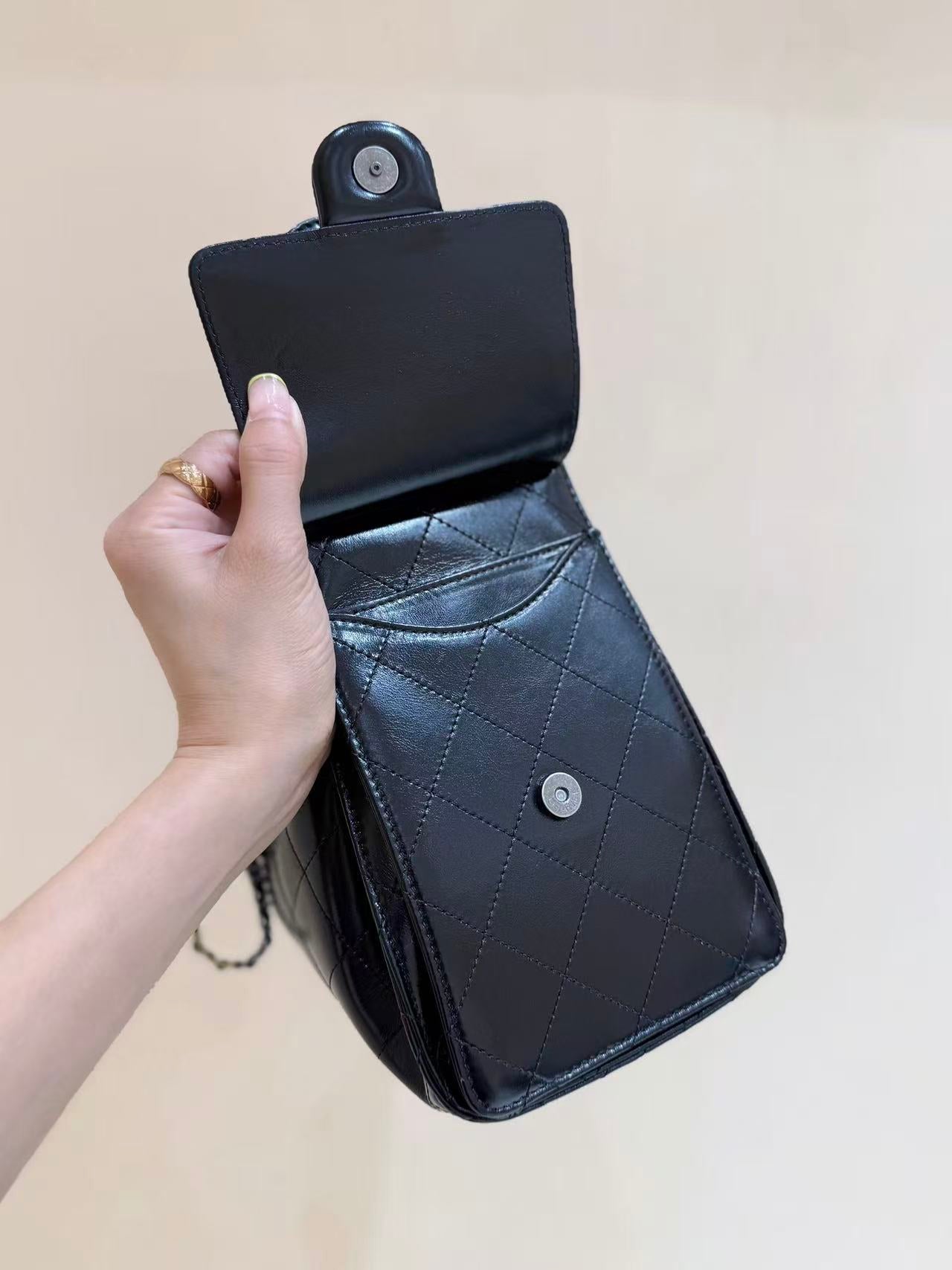Chanel 2026 Hobo Bag 30cm Black Lambskin