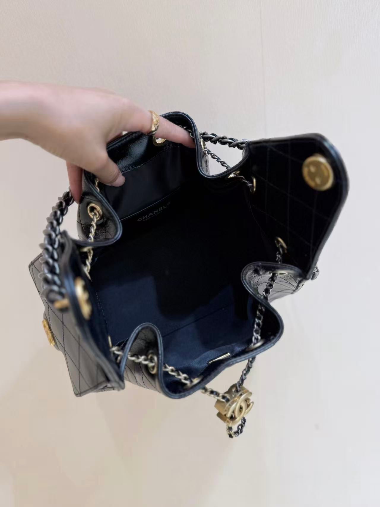 Chanel 2026 Hobo Bag 30cm Black Lambskin