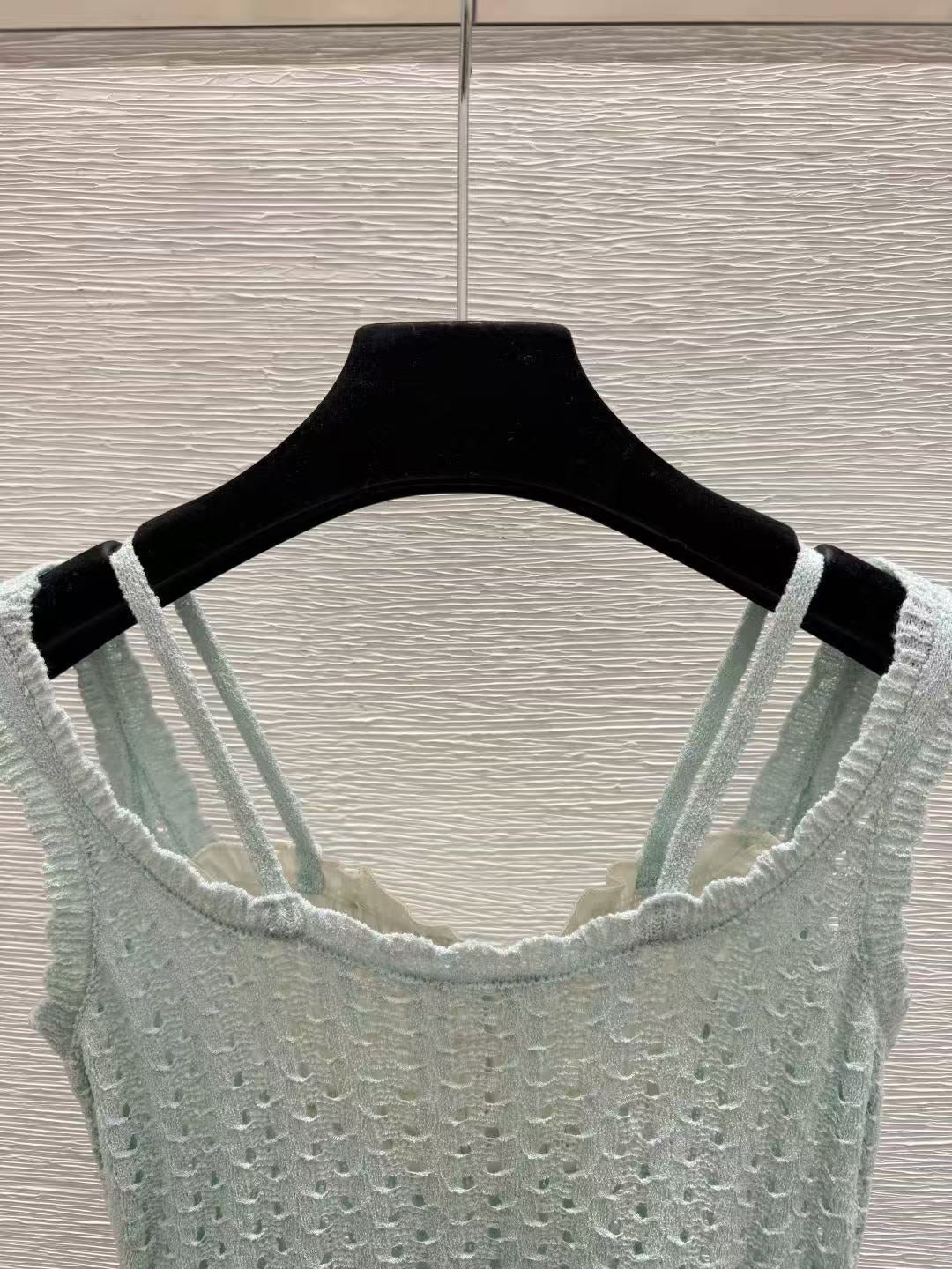 Chanel 2026 Crop Top Mint Green mix White Cotton