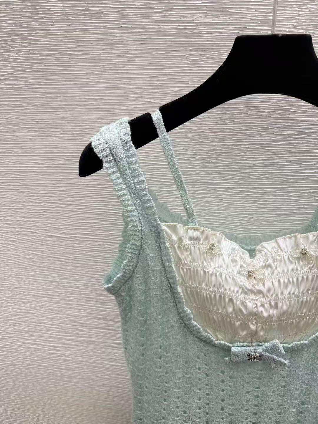 Chanel 2026 Crop Top Mint Green mix White Cotton