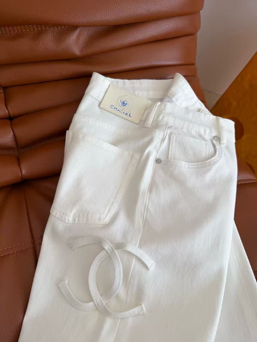 Chanel 2026 Double C Logo Jeans White Cotton