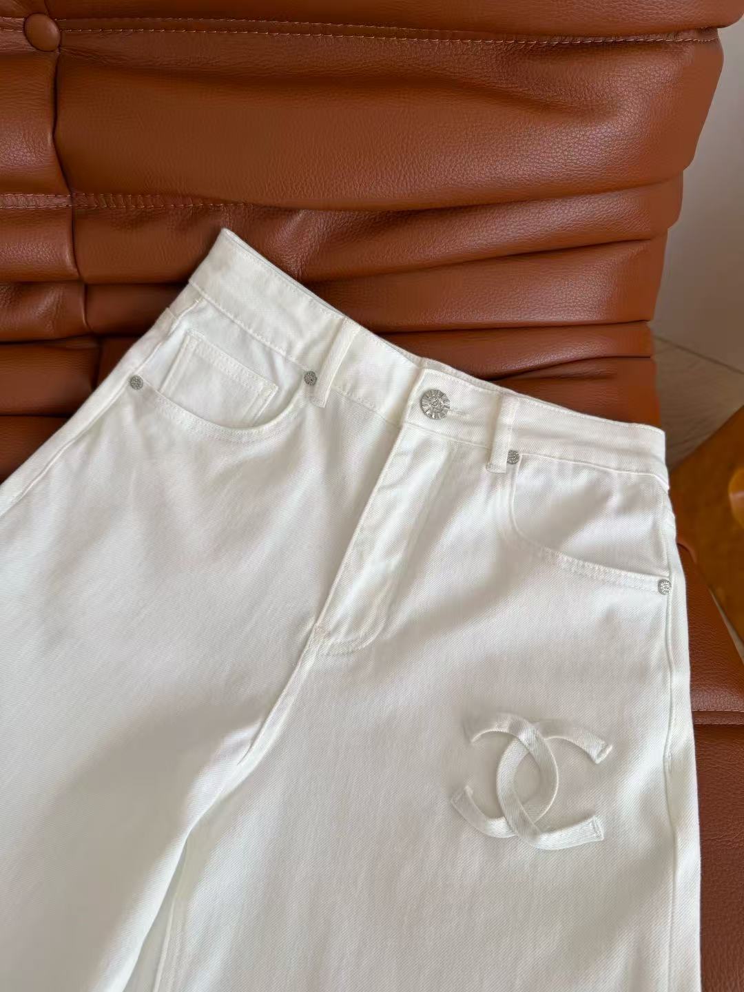 Chanel 2026 Double C Logo Jeans White Cotton