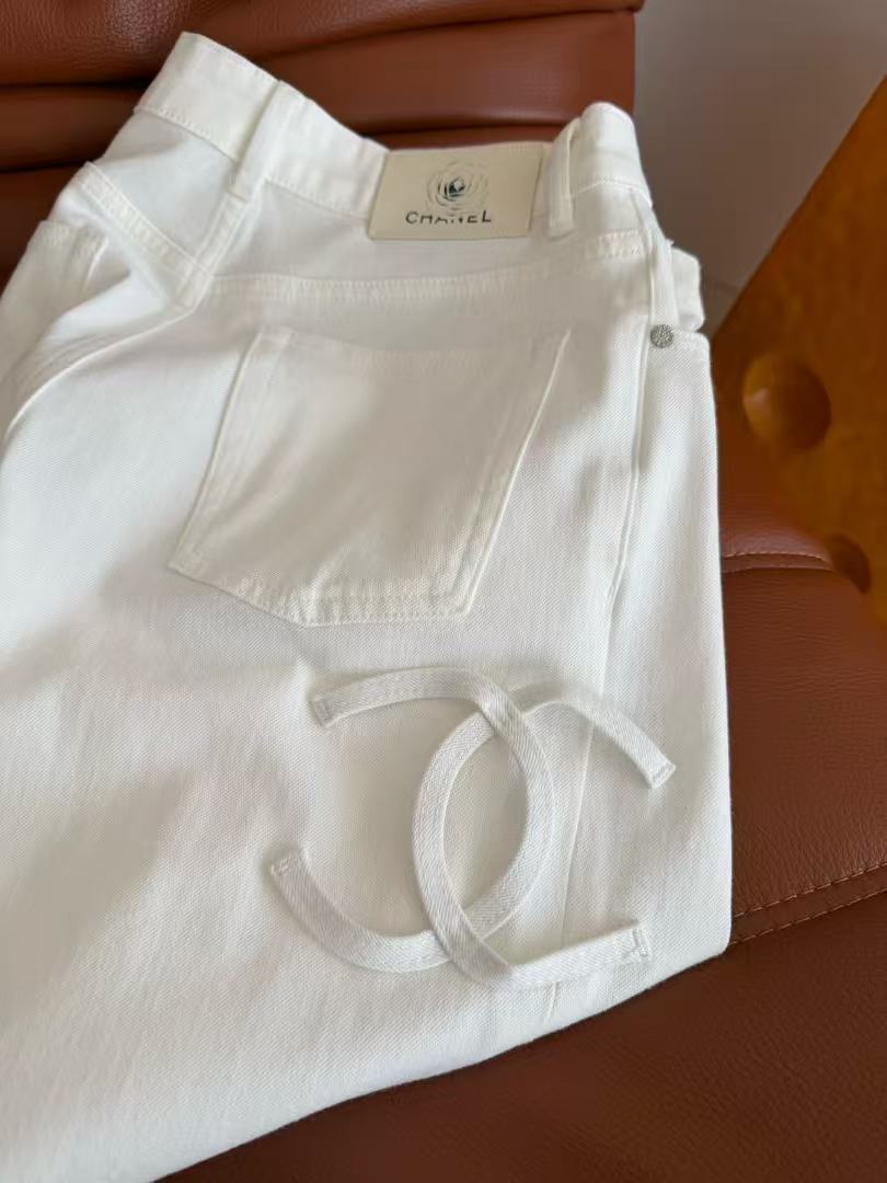 Chanel 2026 Double C Logo Jeans White Cotton