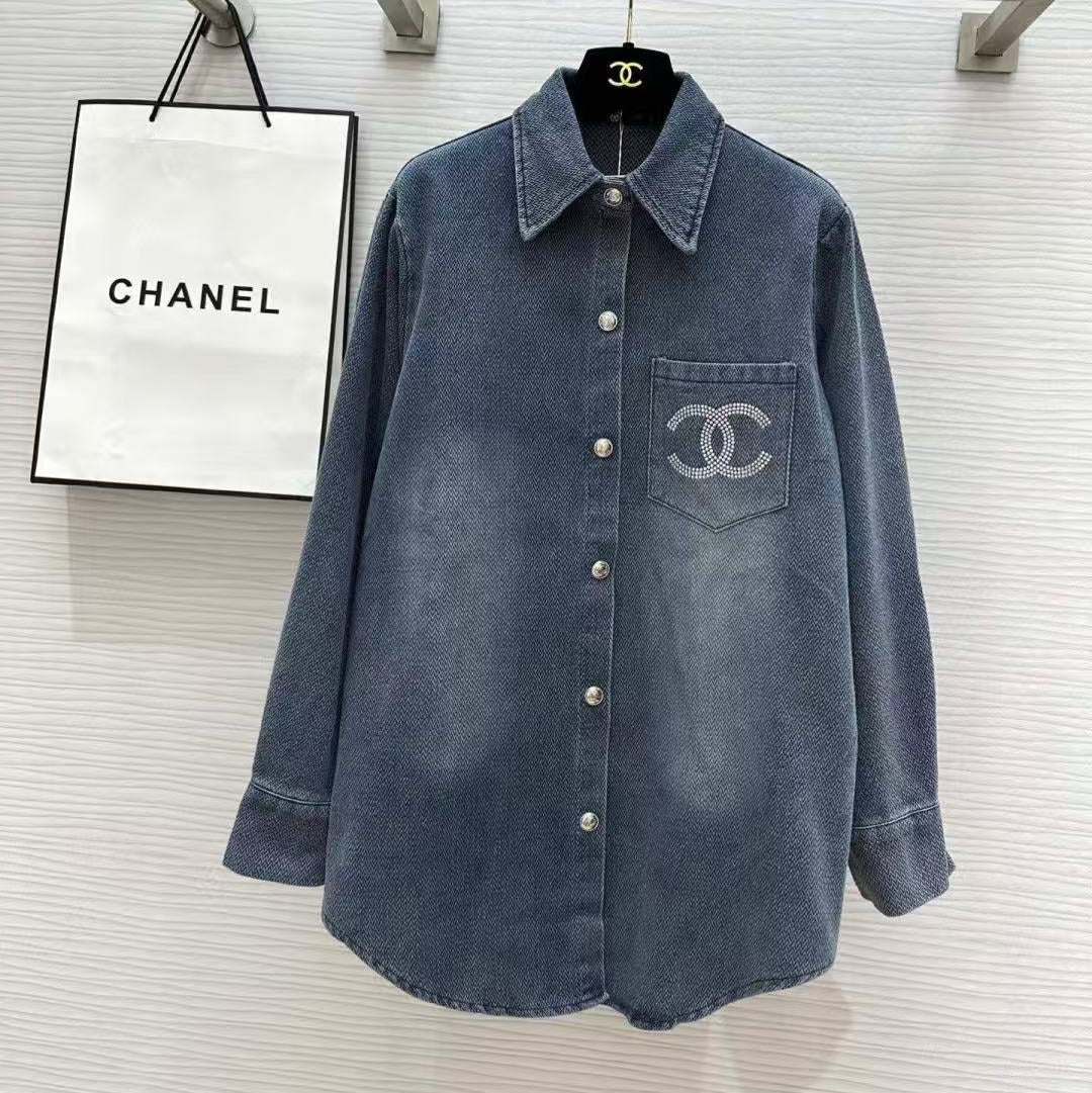 Chanel 2026 Denim Shirt Washed Blue Cotton