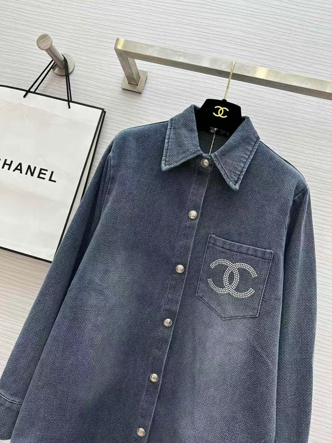 Chanel 2026 Denim Shirt Washed Blue Cotton