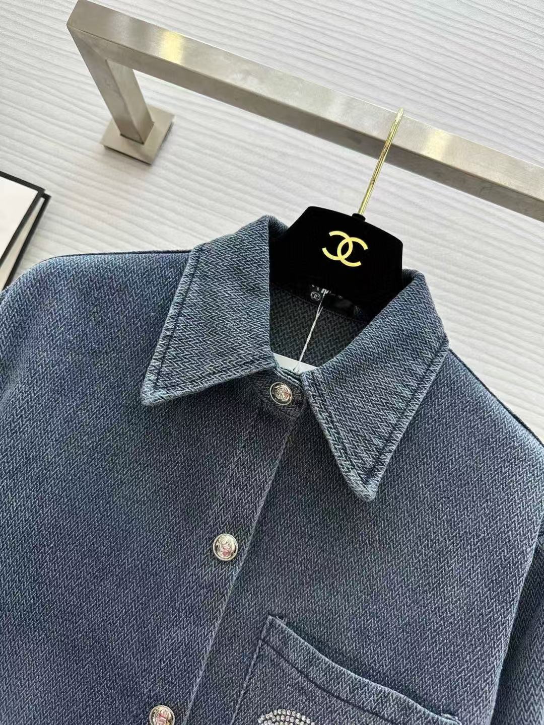 Chanel 2026 Denim Shirt Washed Blue Cotton
