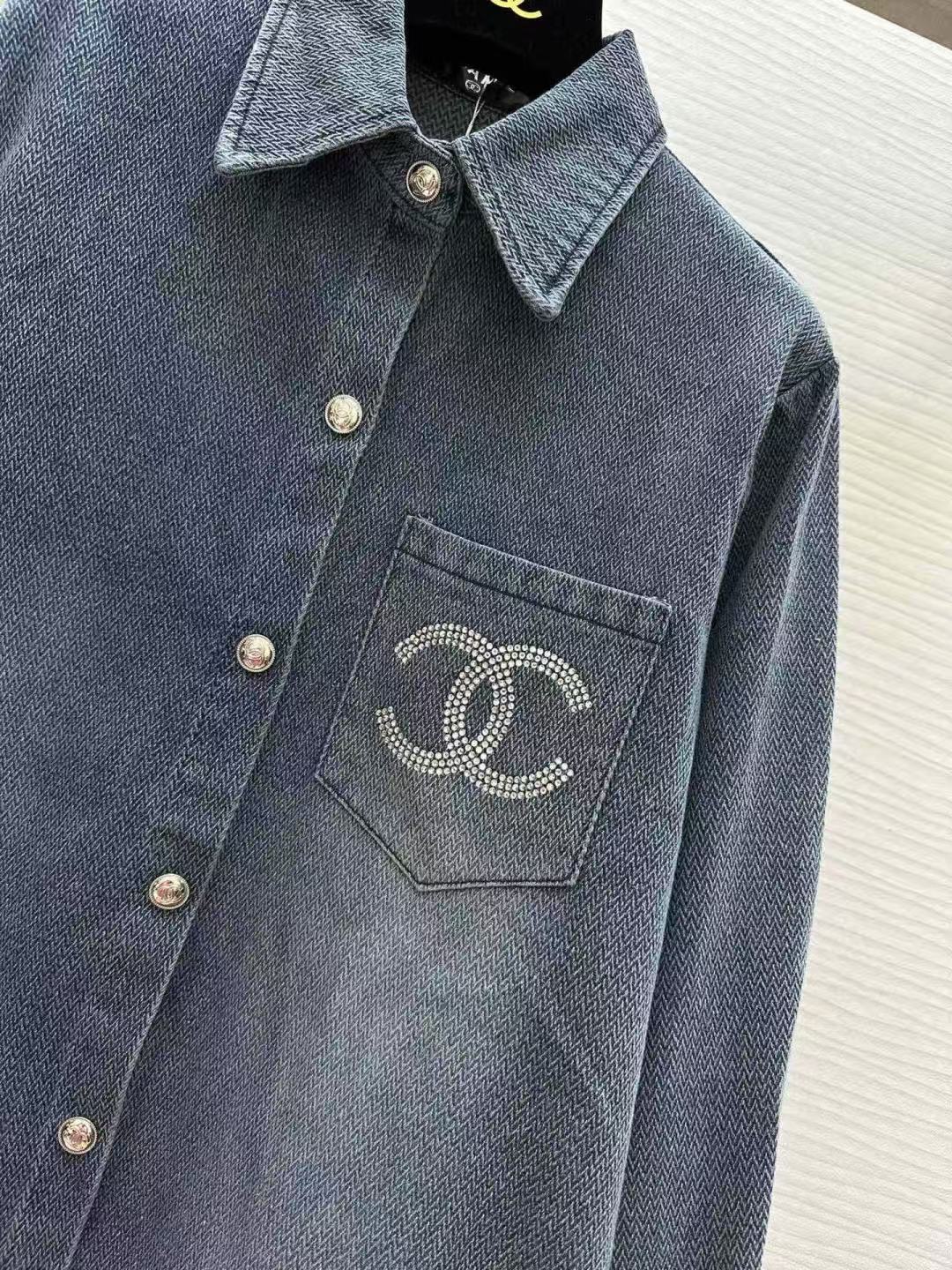 Chanel 2026 Denim Shirt Washed Blue Cotton