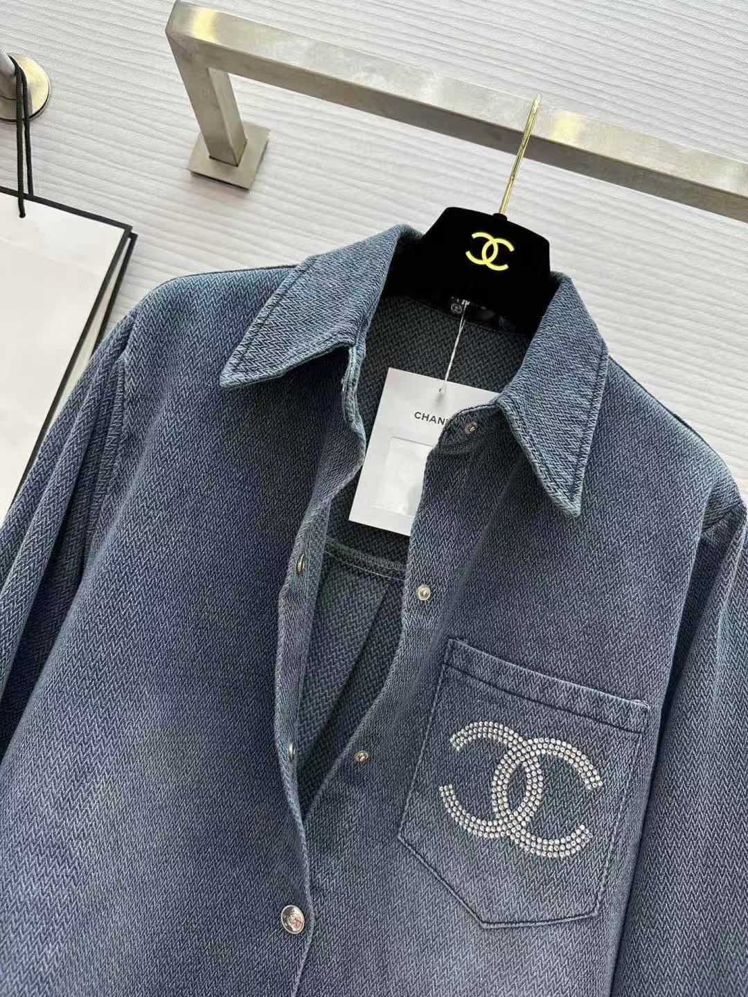 Chanel 2026 Denim Shirt Washed Blue Cotton