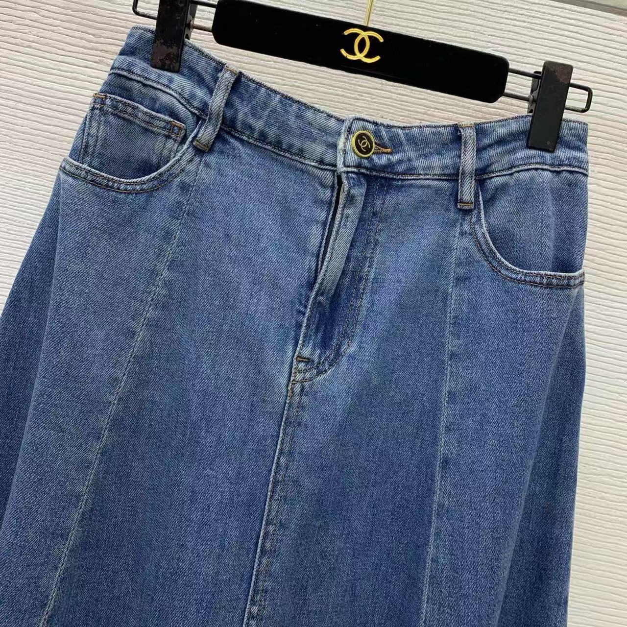 Chanel 2026 Maxi Skirt Blue Denim Cotton 411882