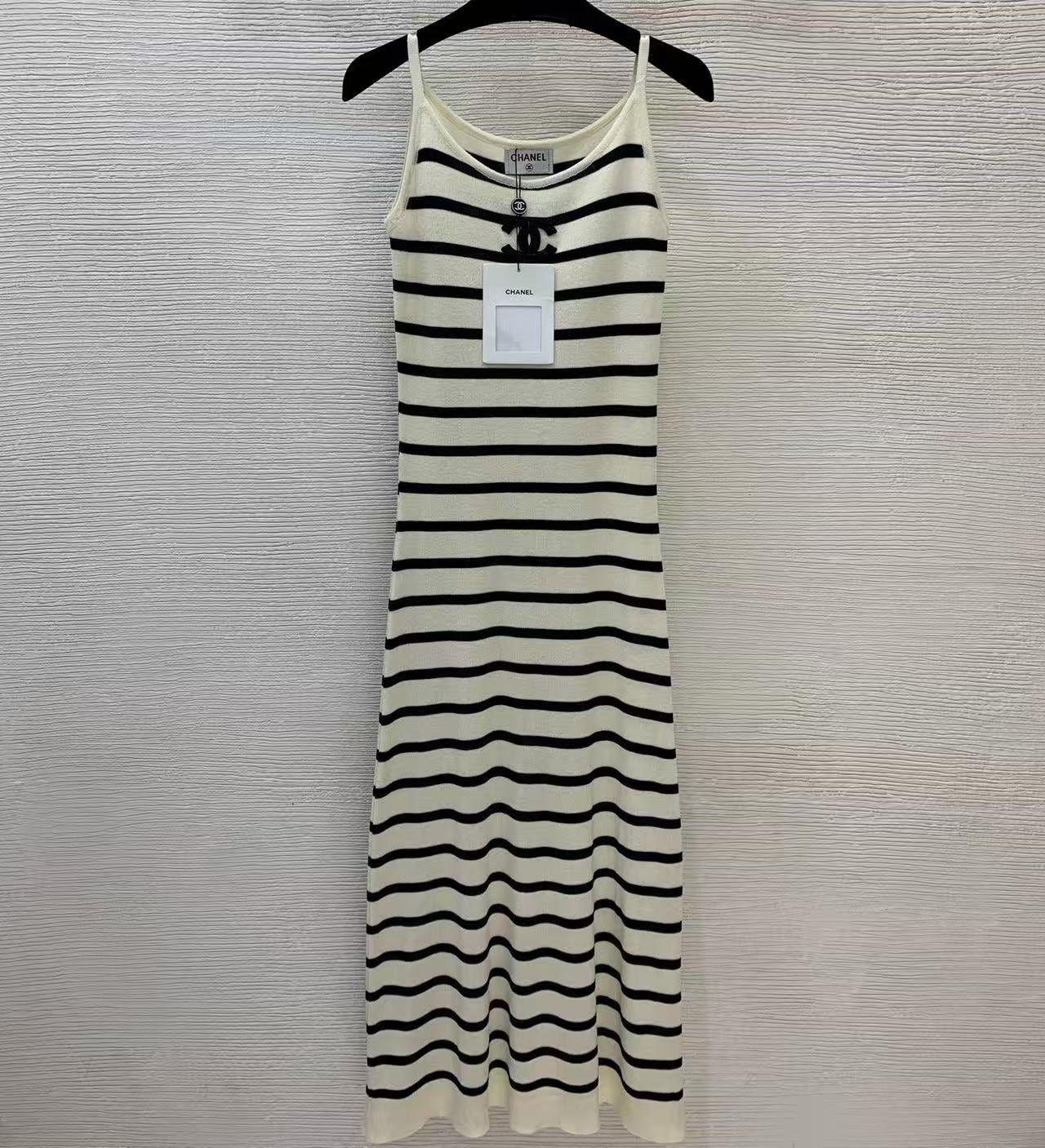 Chanel 2026 Striped Dress with Double C Wool