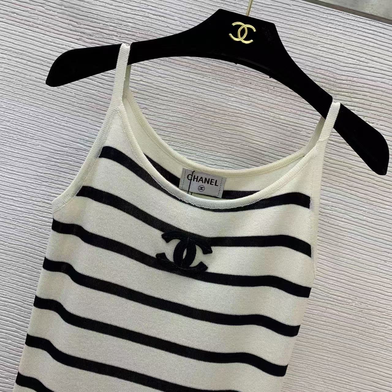 Chanel 2026 Striped Dress with Double C Wool