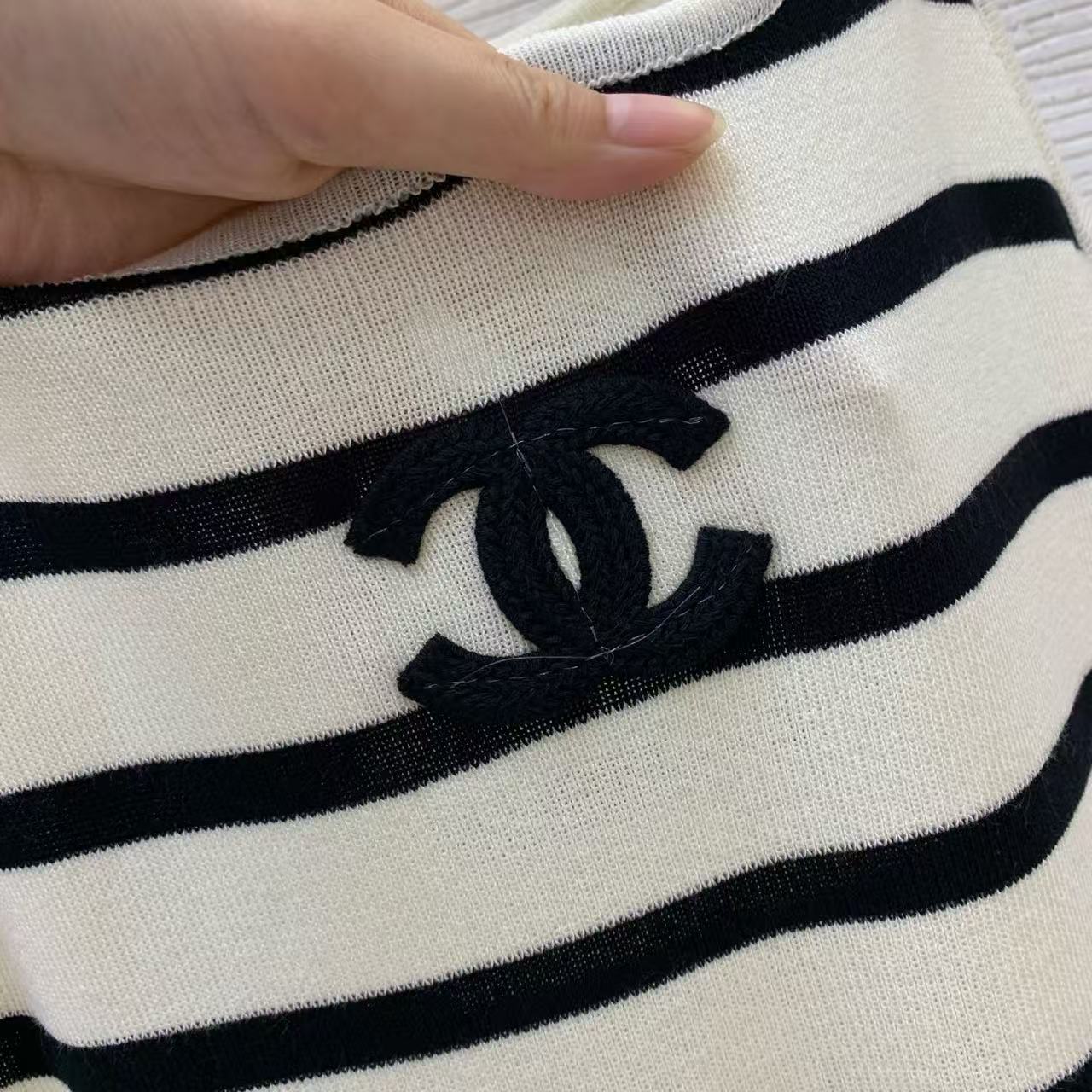 Chanel 2026 Striped Dress with Double C Wool