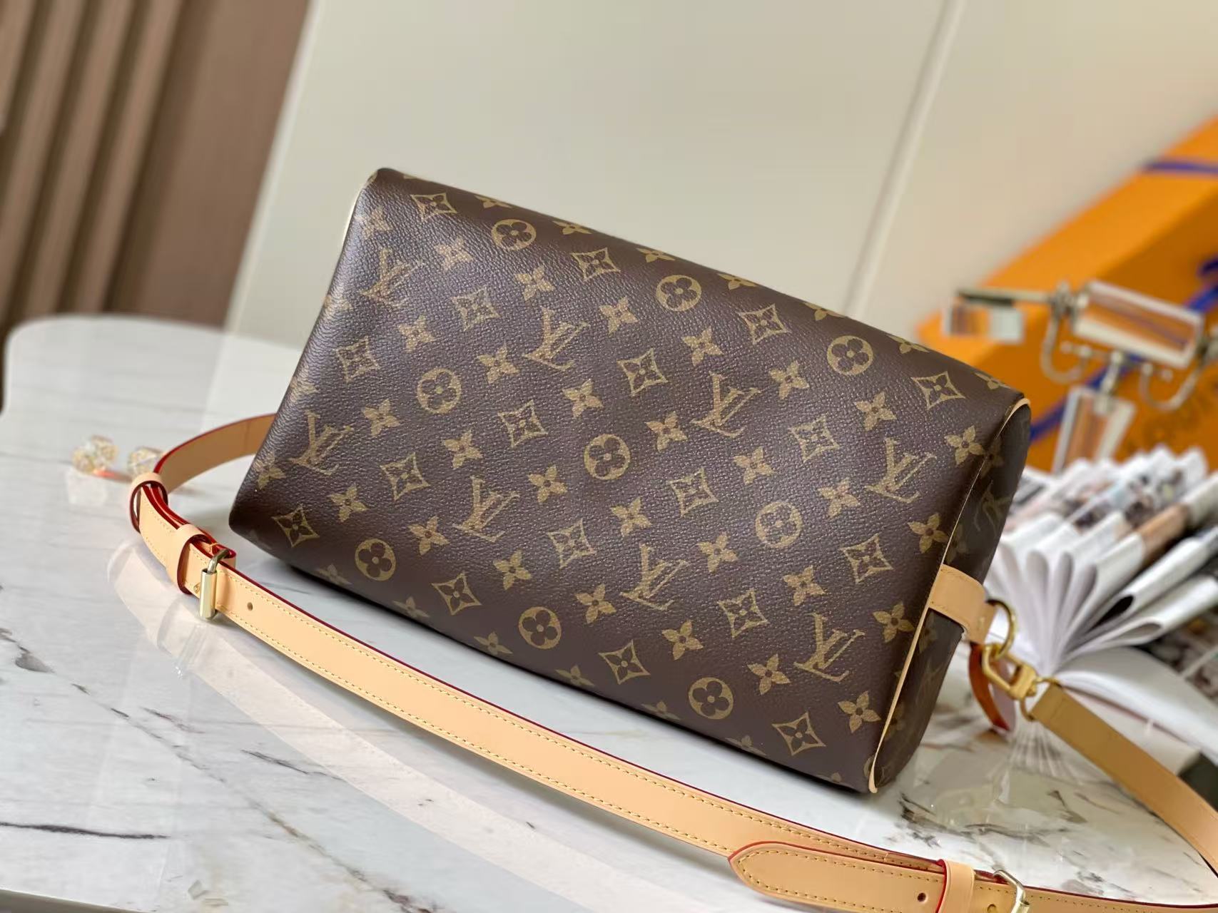 Louis Vuitton 2026 Speedy Bandouliere Bag 30cm Brown Beige Monogram Canvas Leather