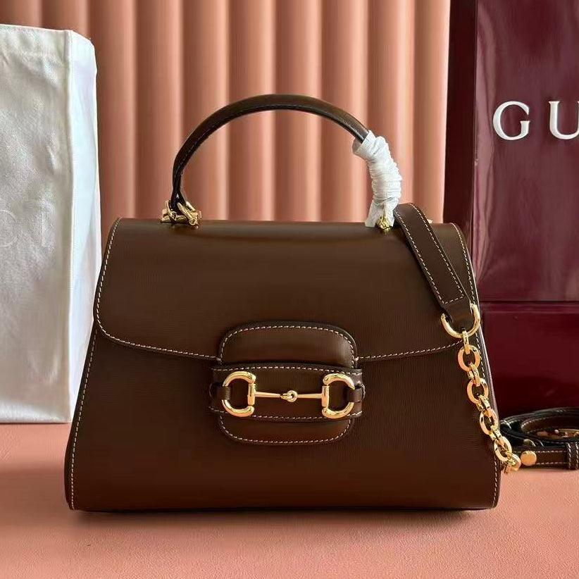 Gucci 2026 Horsebit 1955 Bag 29cm Brown Calfskin Gold Hardware