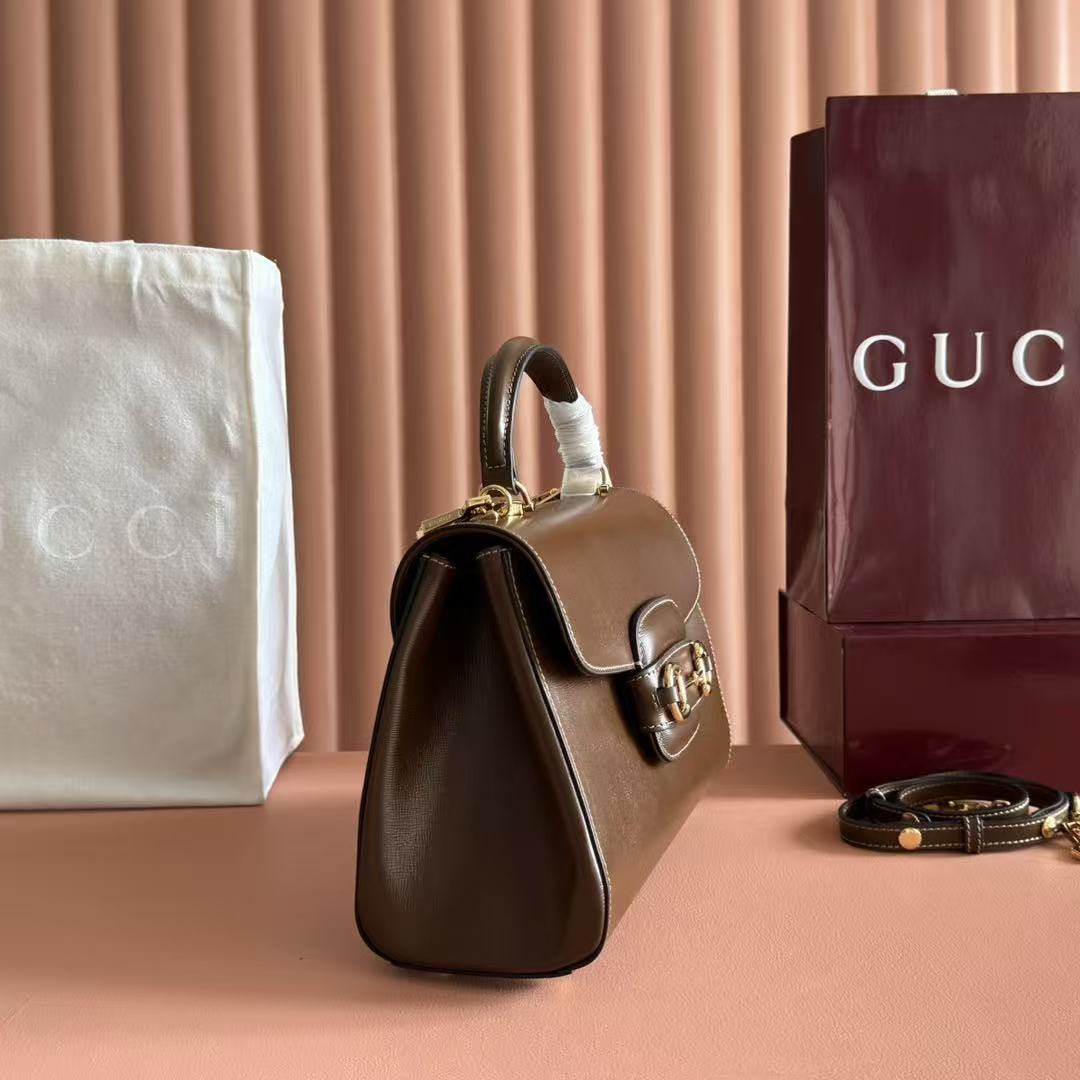 Gucci 2026 Horsebit 1955 Bag 29cm Brown Calfskin Gold Hardware