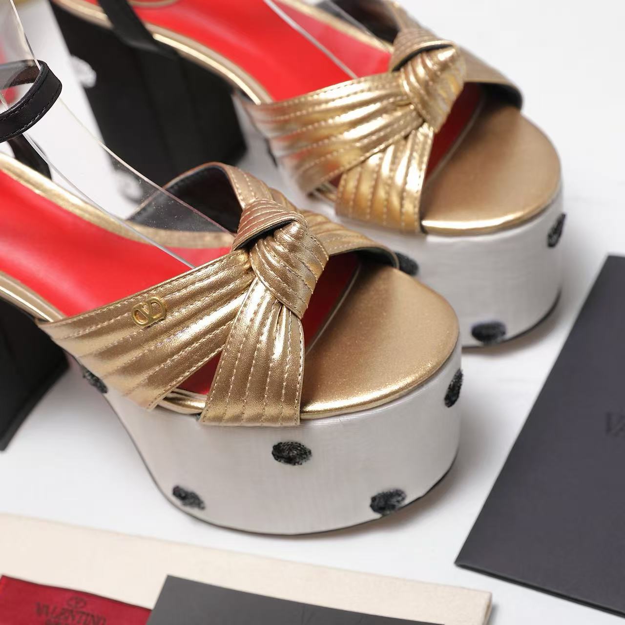 Valentino 2026 Garavani Crasher Sandal 125mm Gold Mettalic Leather