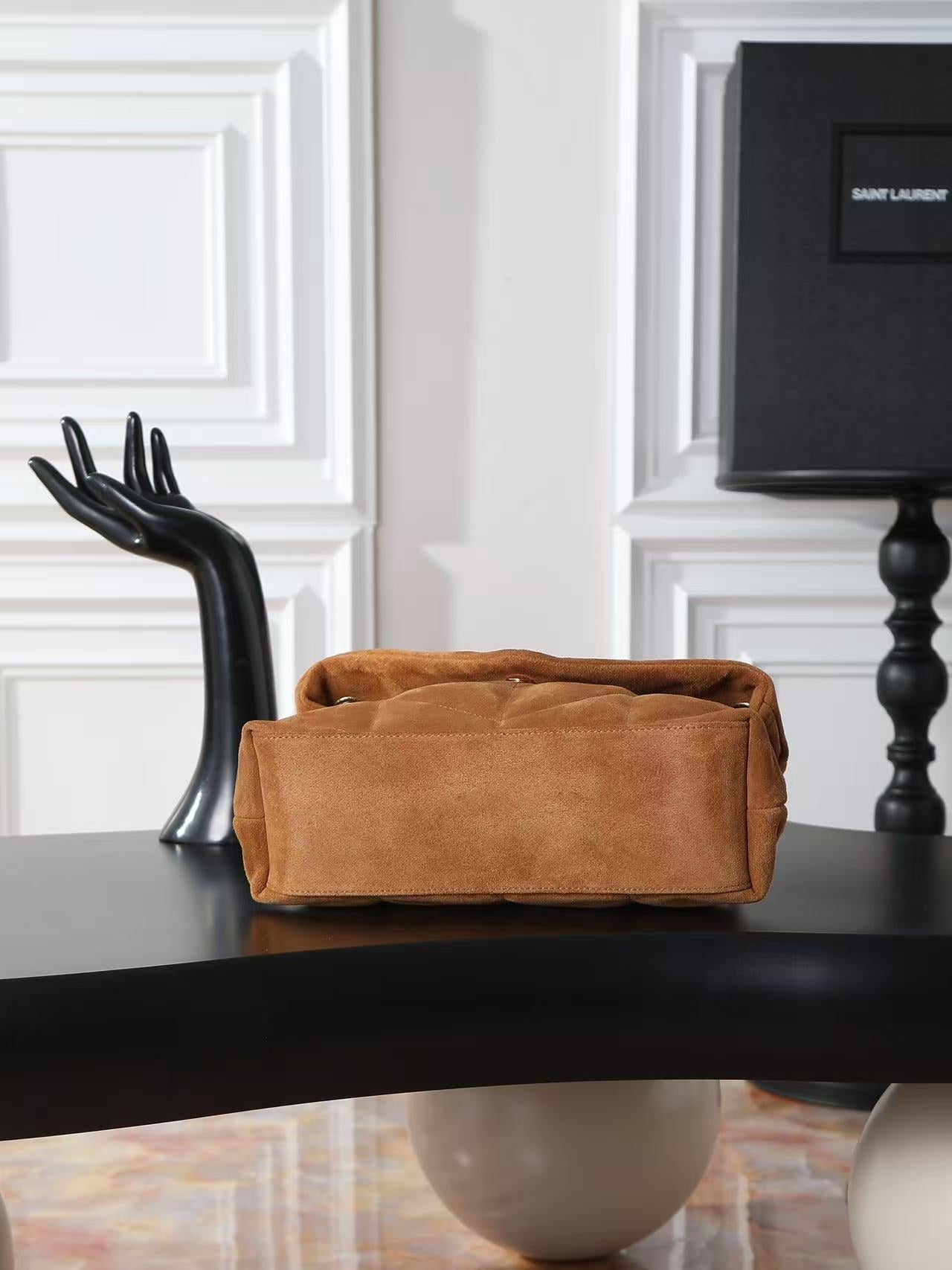 YSL 2026 Puffer Bag 29cm Brown Suede