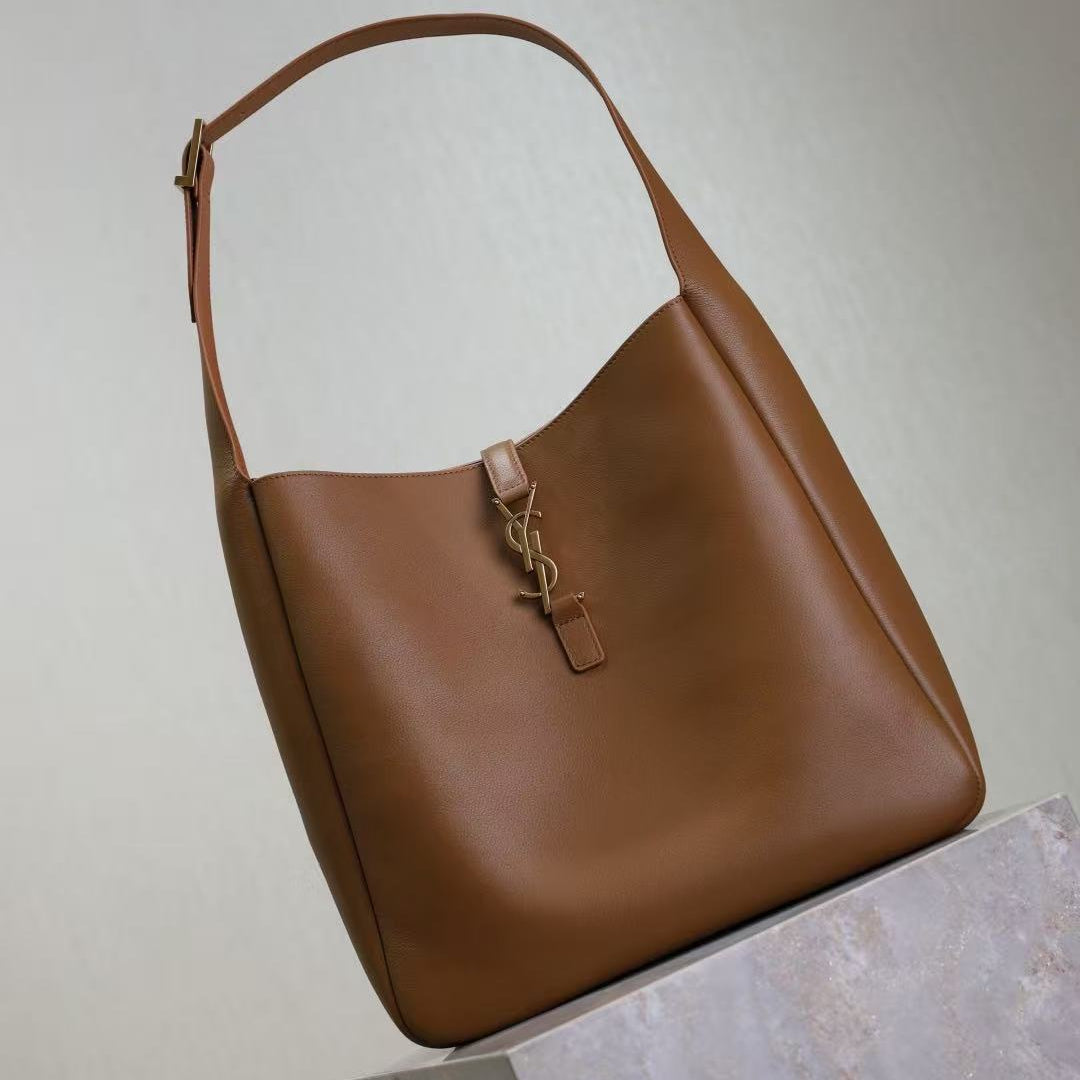 YSL 2026 Le 5 à 7 Supple Shoulder Bag 31cm Brown Leather