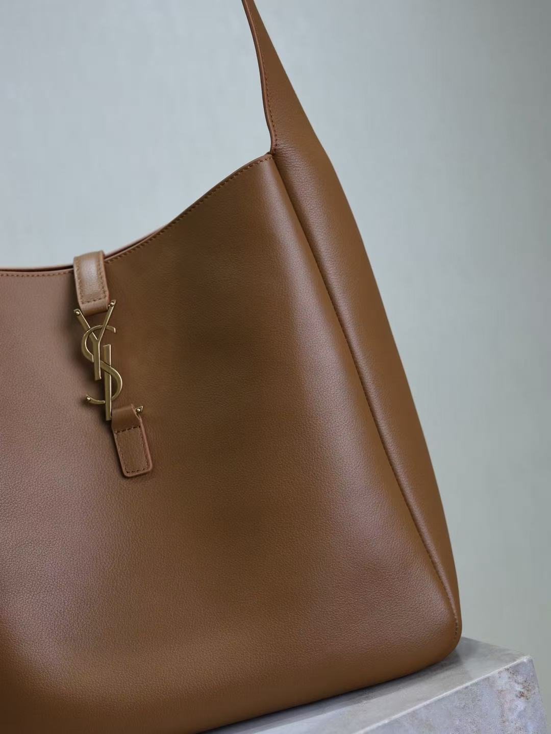 YSL 2026 Le 5 à 7 Supple Shoulder Bag 31cm Brown Leather