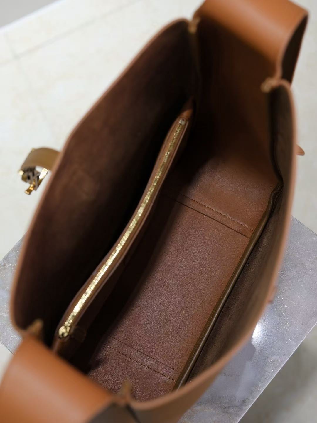YSL 2026 Le 5 à 7 Supple Shoulder Bag 31cm Brown Leather