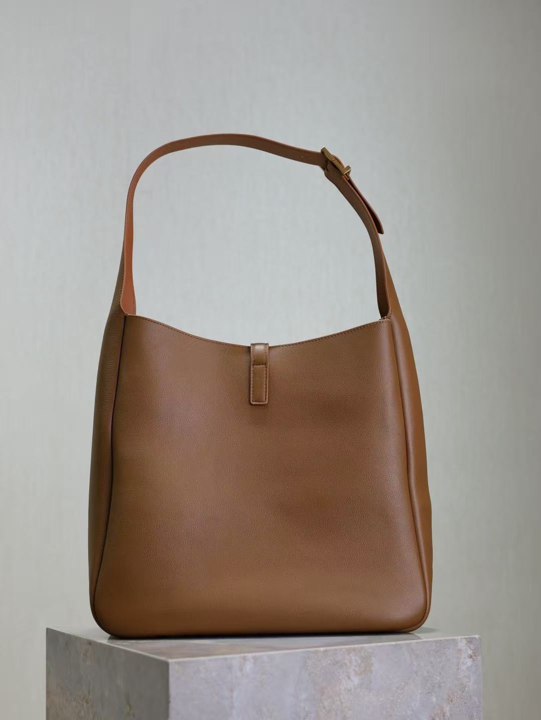 YSL 2026 Le 5 à 7 Supple Shoulder Bag 31cm Brown Leather