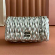 Miu Miu 2026 Matelasse Bag 18cm Silver Leather