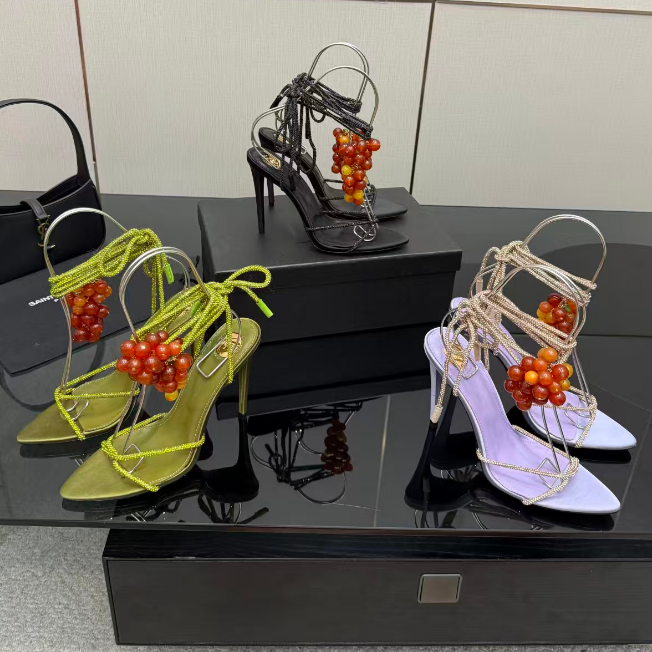YSL 2026 Mon Cheri Sandal 100mm Satin Leather