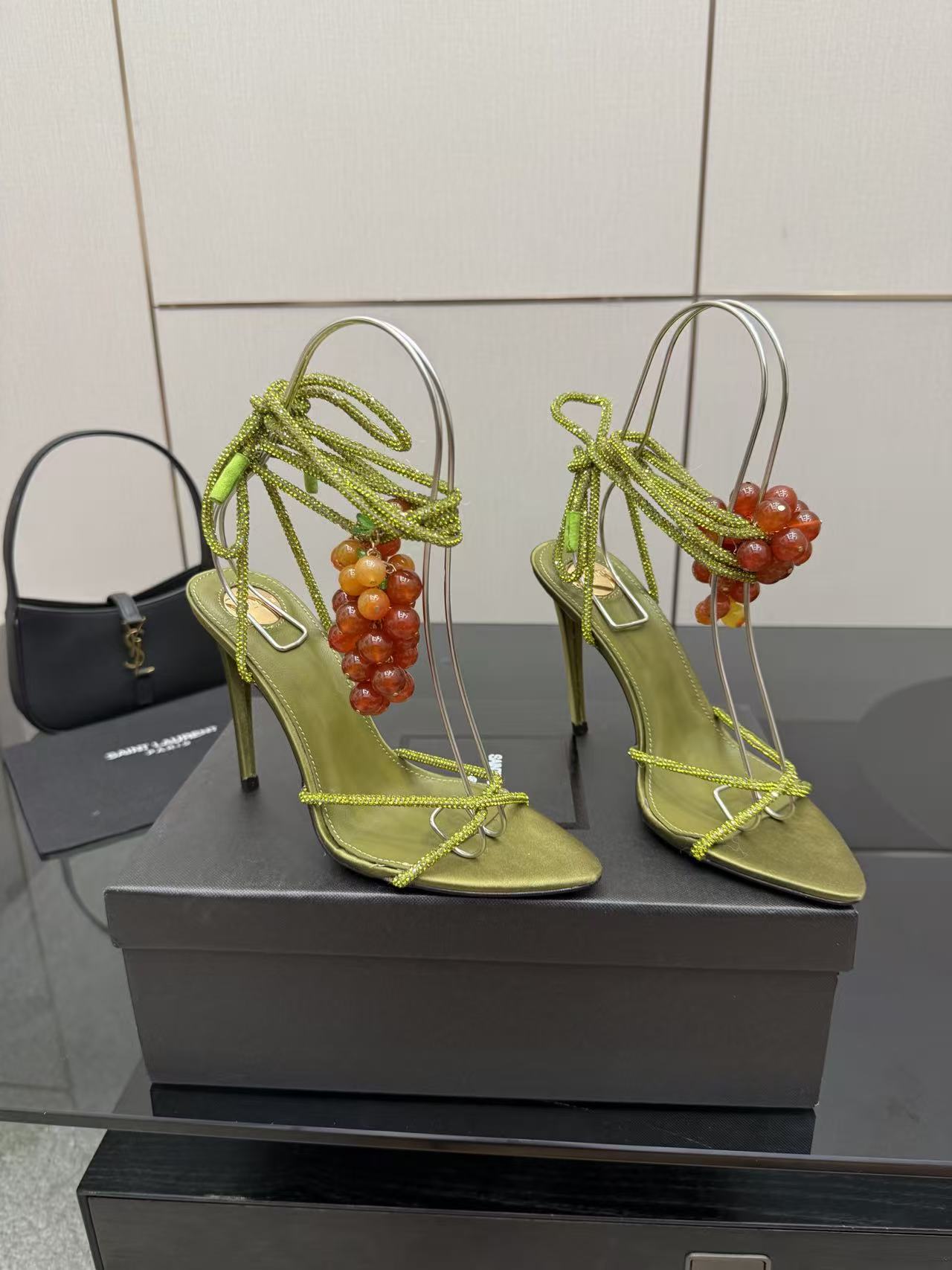 YSL 2026 Mon Cheri Sandal 100mm Satin Leather