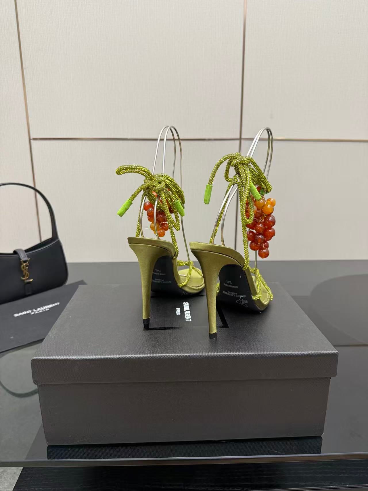 YSL 2026 Mon Cheri Sandal 100mm Satin Leather