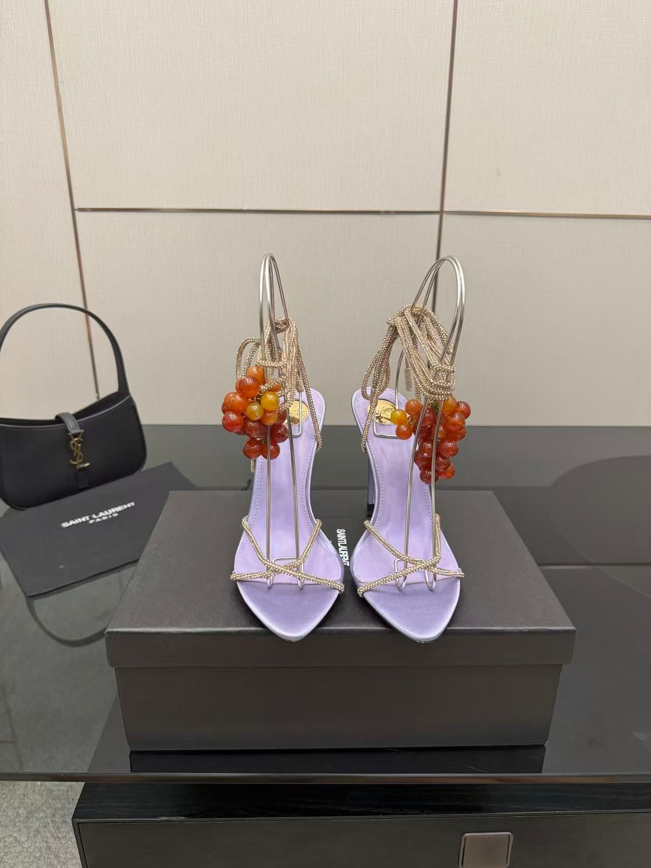 YSL 2026 Mon Cheri Sandal 100mm Satin Leather