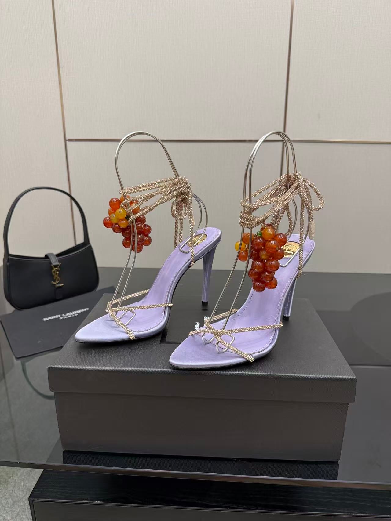 YSL 2026 Mon Cheri Sandal 100mm Satin Leather