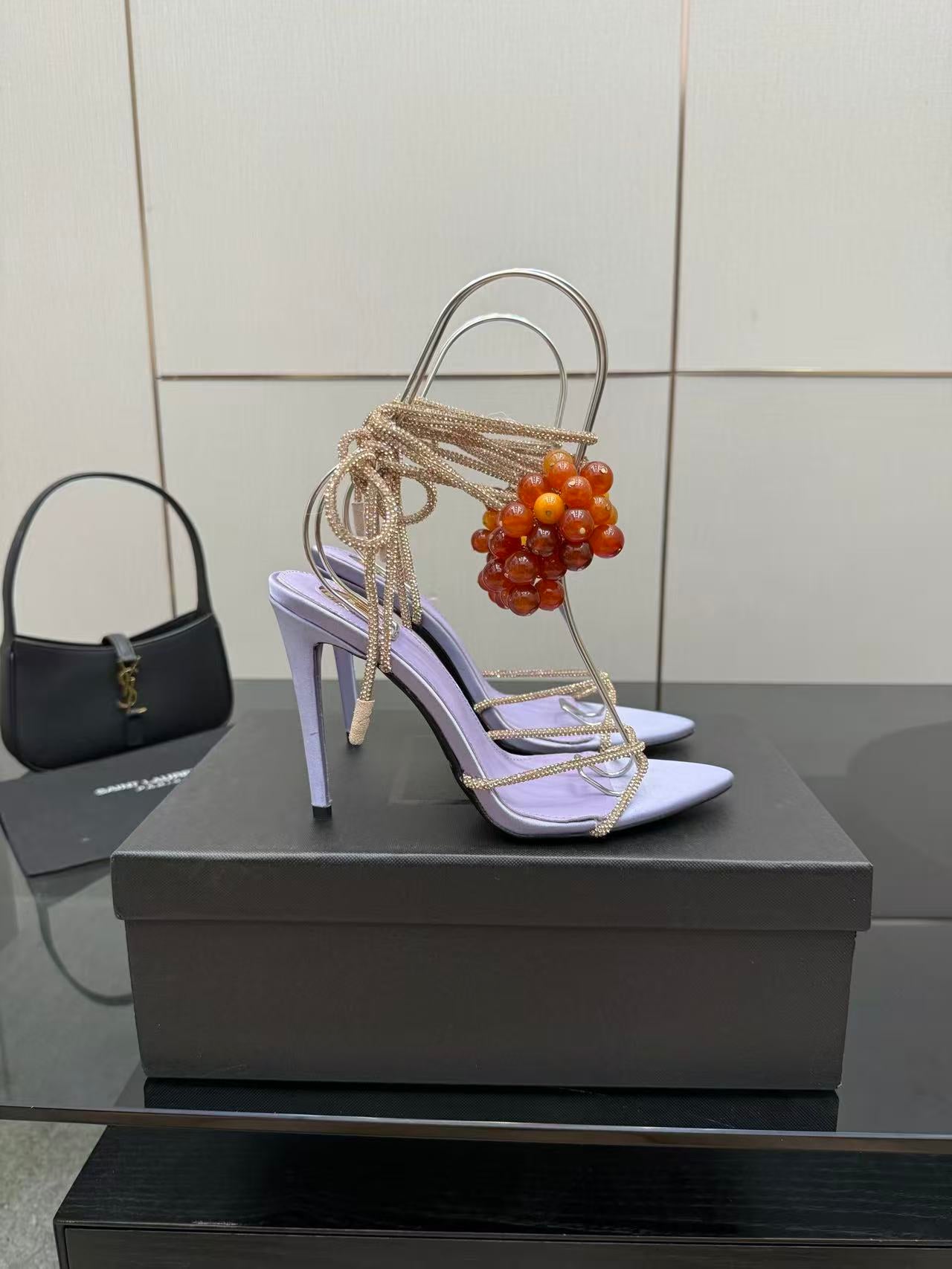 YSL 2026 Mon Cheri Sandal 100mm Satin Leather