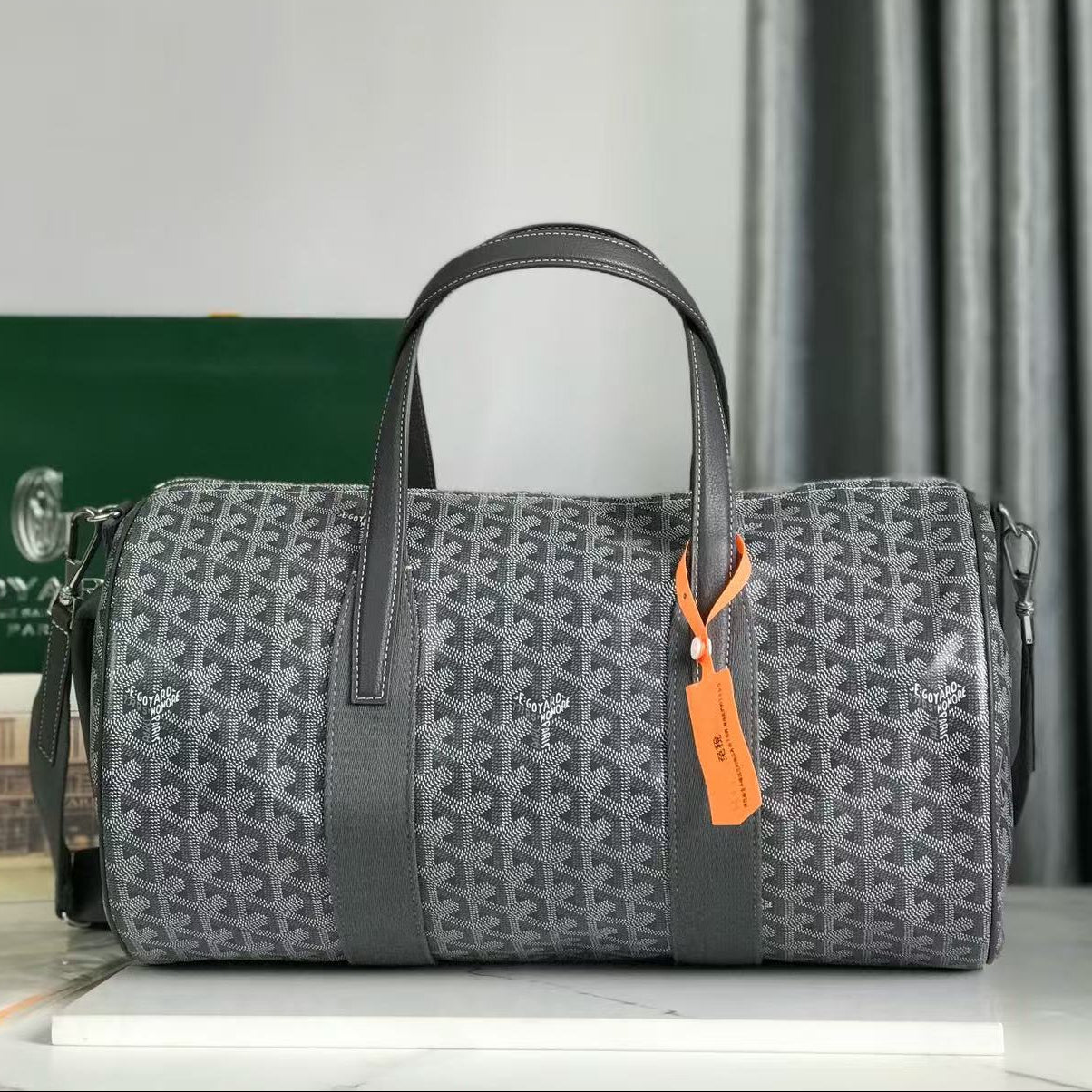 Goyard 2026 Barrel 40 Sport Bag Grey Canvas