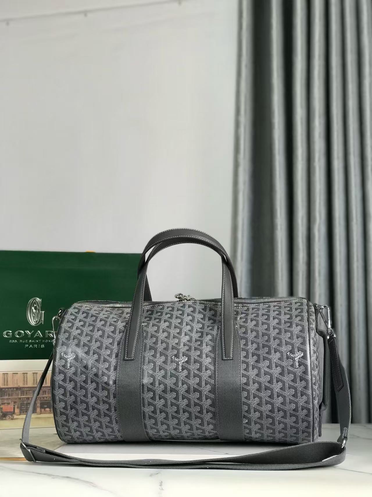Goyard 2026 Barrel 40 Sport Bag Grey Canvas