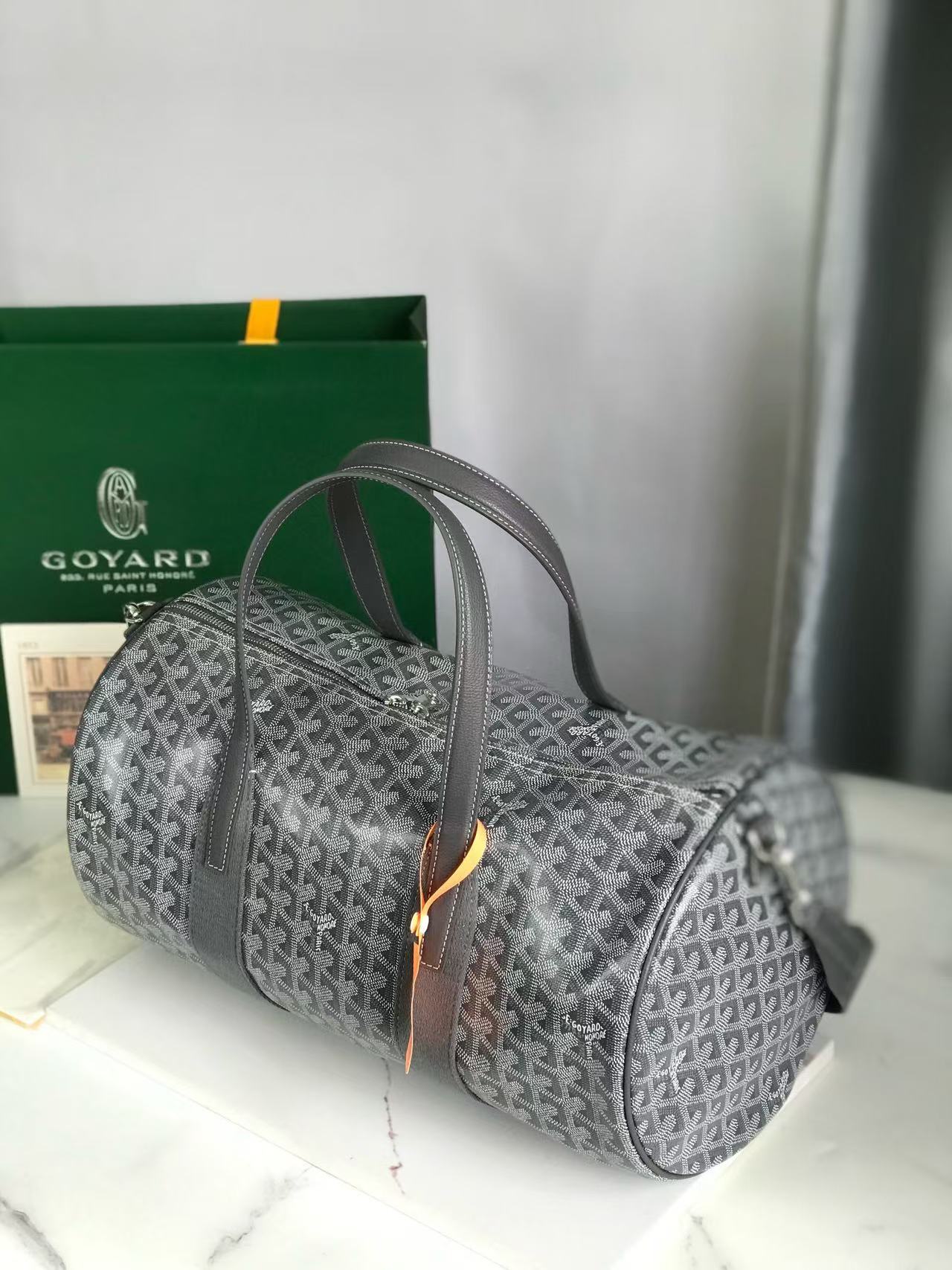 Goyard 2026 Barrel 40 Sport Bag Grey Canvas