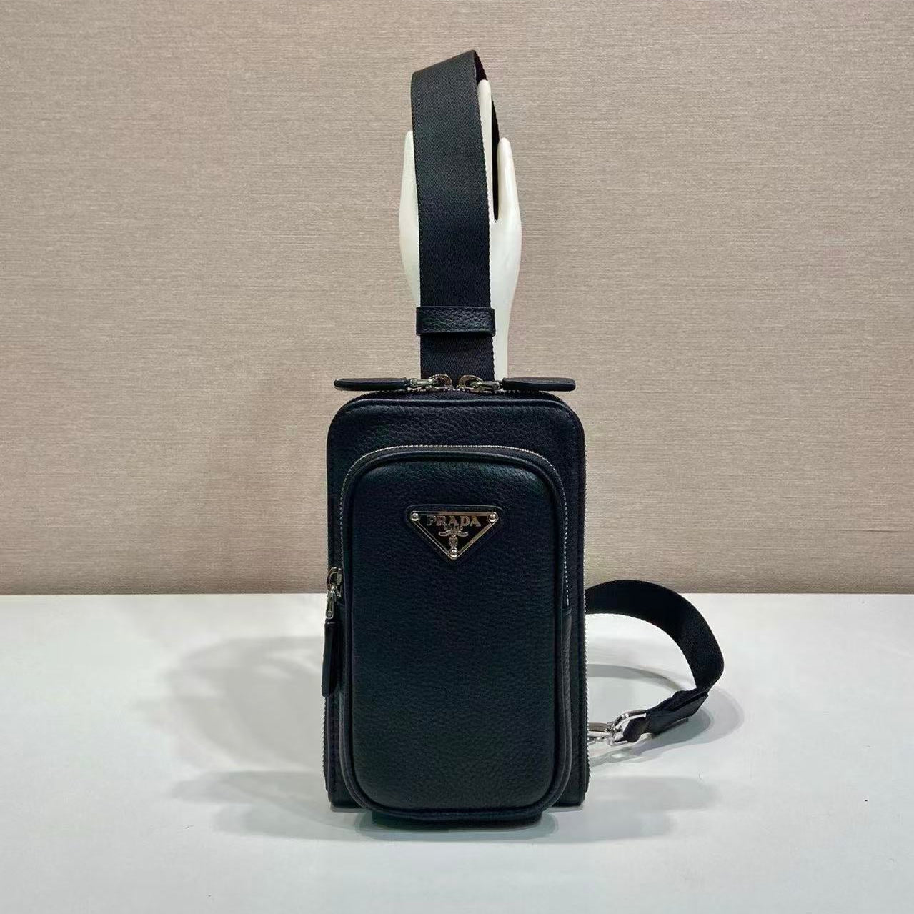 Prada 2026 Cross Body Bag 18cm Black Calfskin