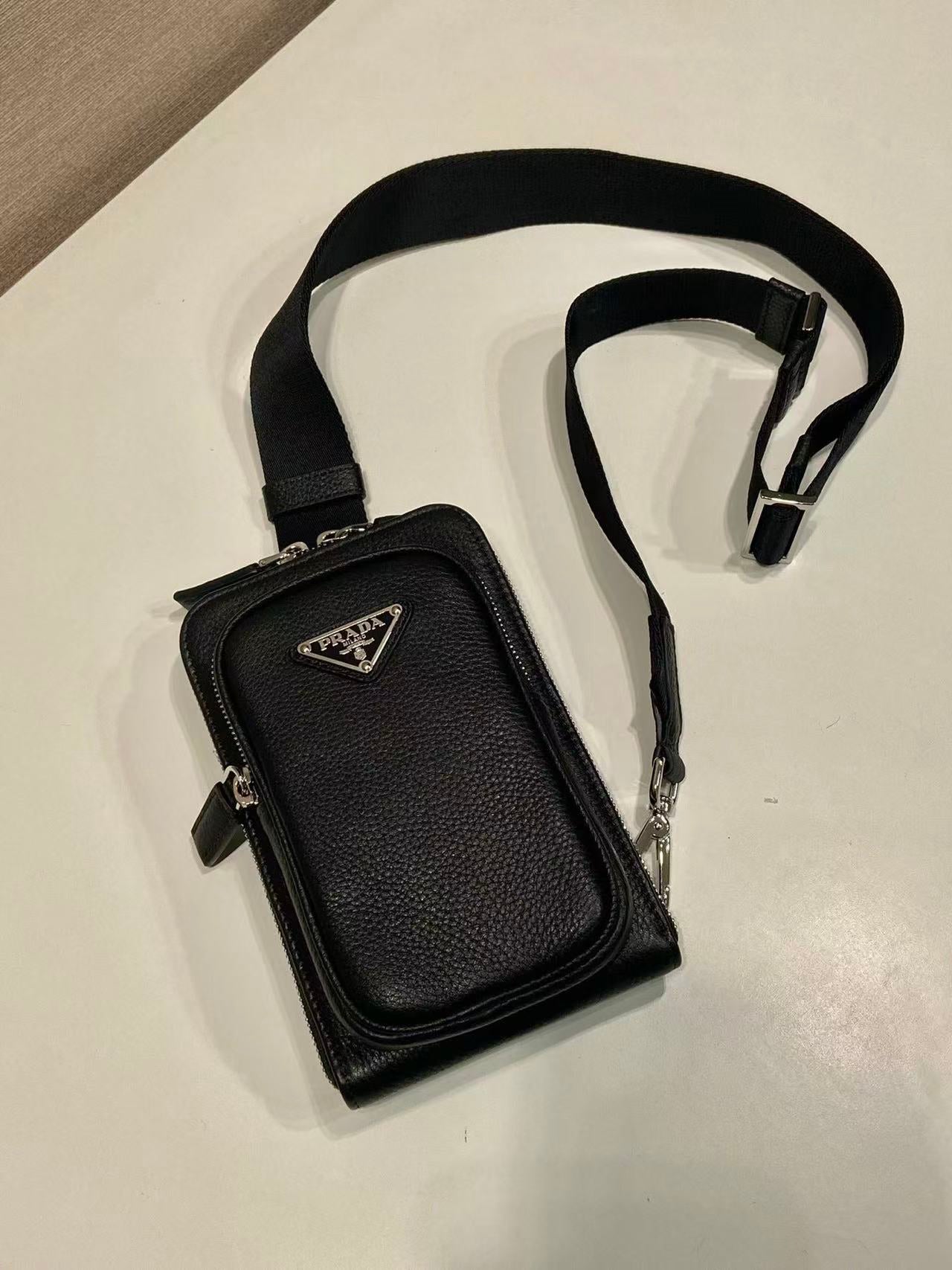 Prada 2026 Cross Body Bag 18cm Black Calfskin