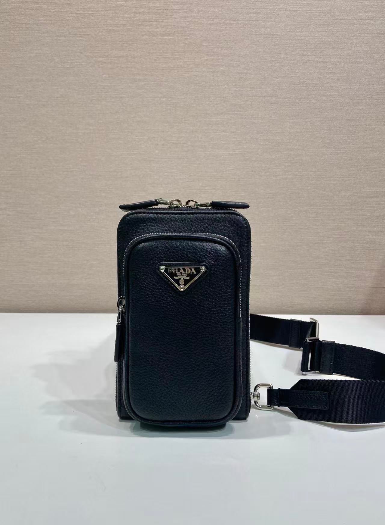Prada 2026 Cross Body Bag 18cm Black Calfskin