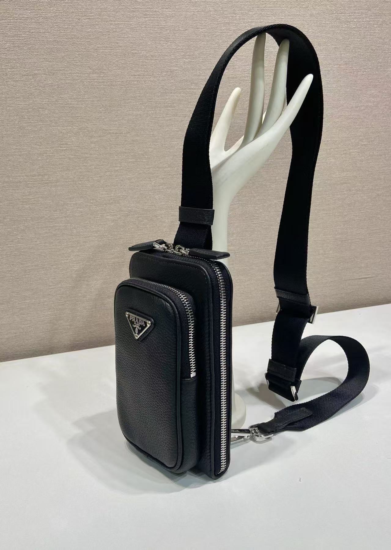Prada 2026 Cross Body Bag 18cm Black Calfskin