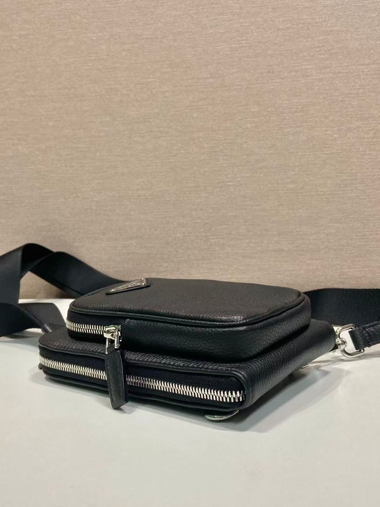 Prada 2026 Cross Body Bag 18cm Black Calfskin