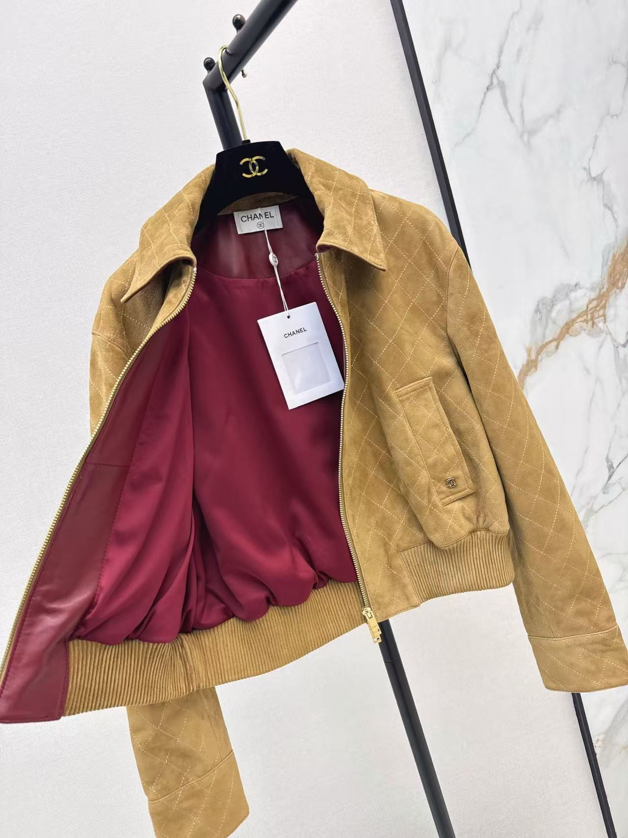 Chanel 2026 Jacket Fango Beige Suede Sheepskin