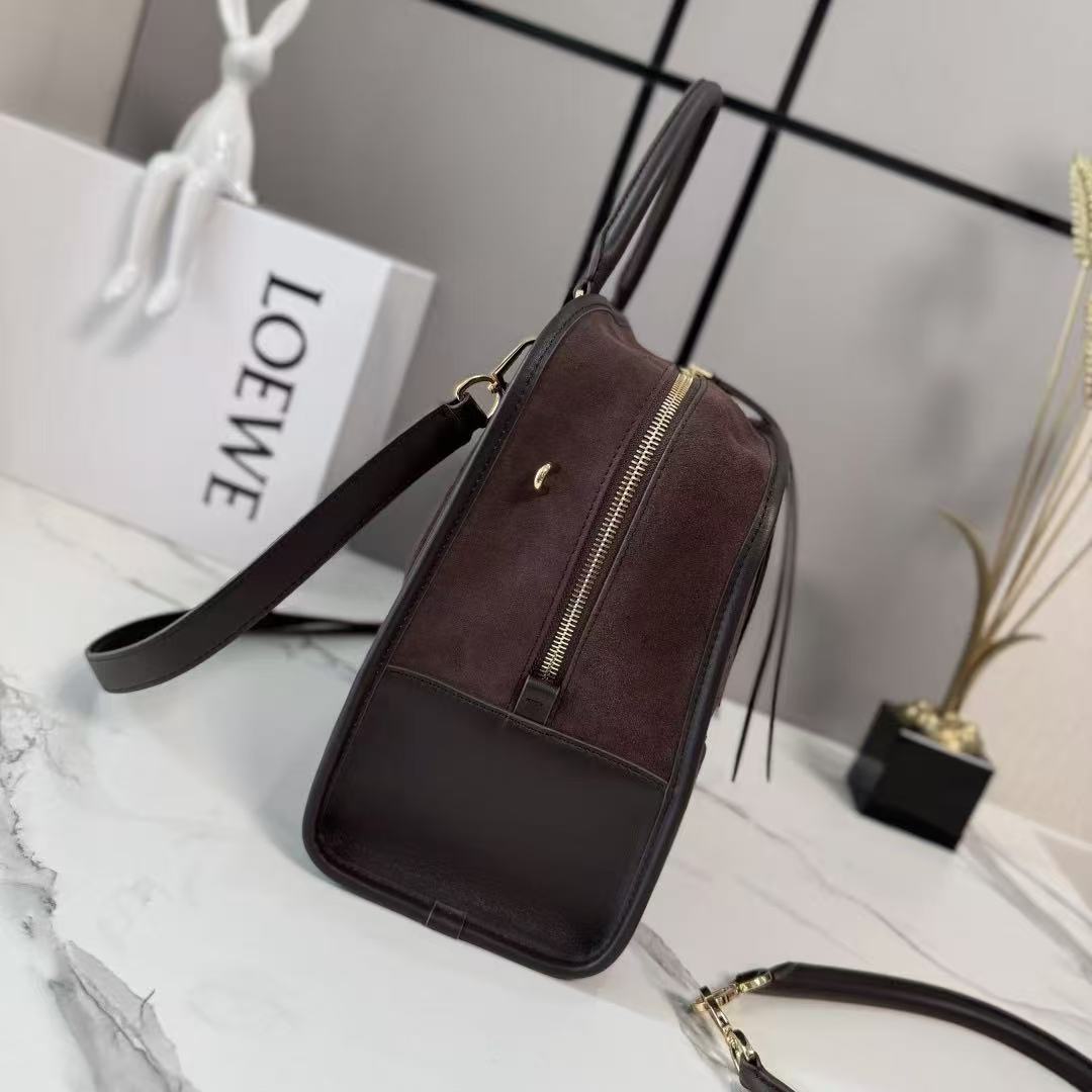 Loewe 2026 Amazona 180 Bag 28cm Red-brown Suede Leather