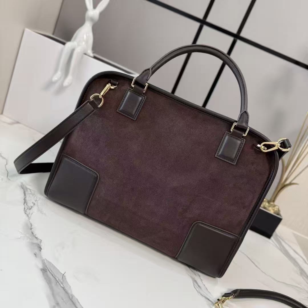 Loewe 2026 Amazona 180 Bag 28cm Red-brown Suede Leather