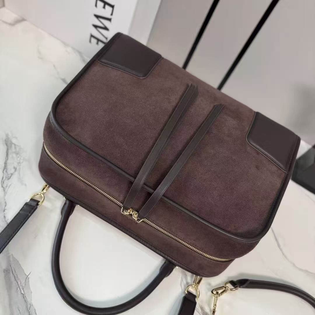 Loewe 2026 Amazona 180 Bag 28cm Red-brown Suede Leather