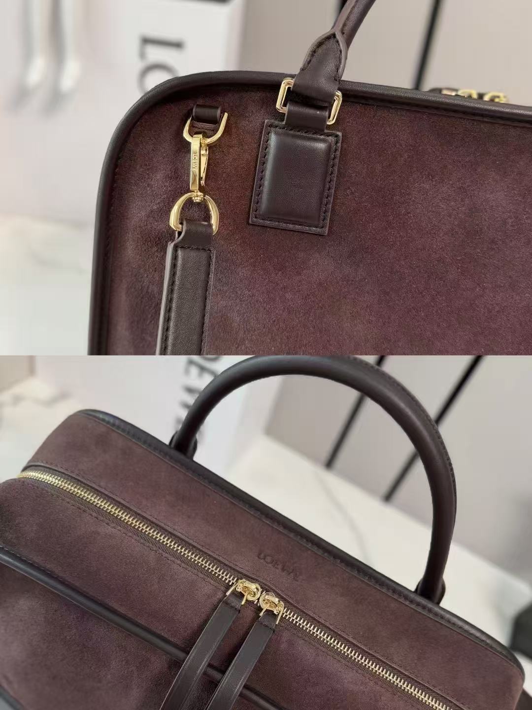 Loewe 2026 Amazona 180 Bag 28cm Red-brown Suede Leather