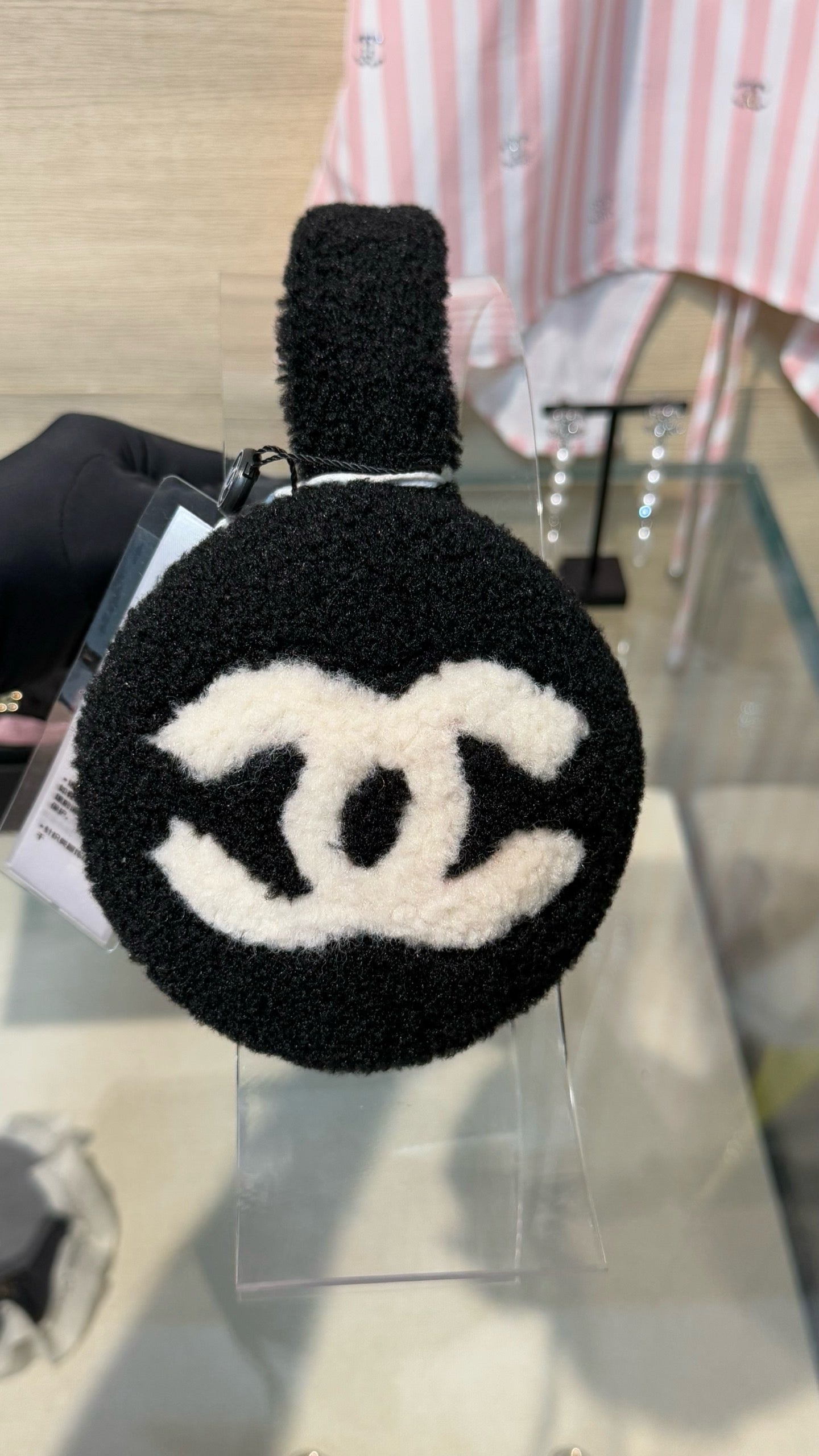 Chanel Shearling CC Black Earmuffs