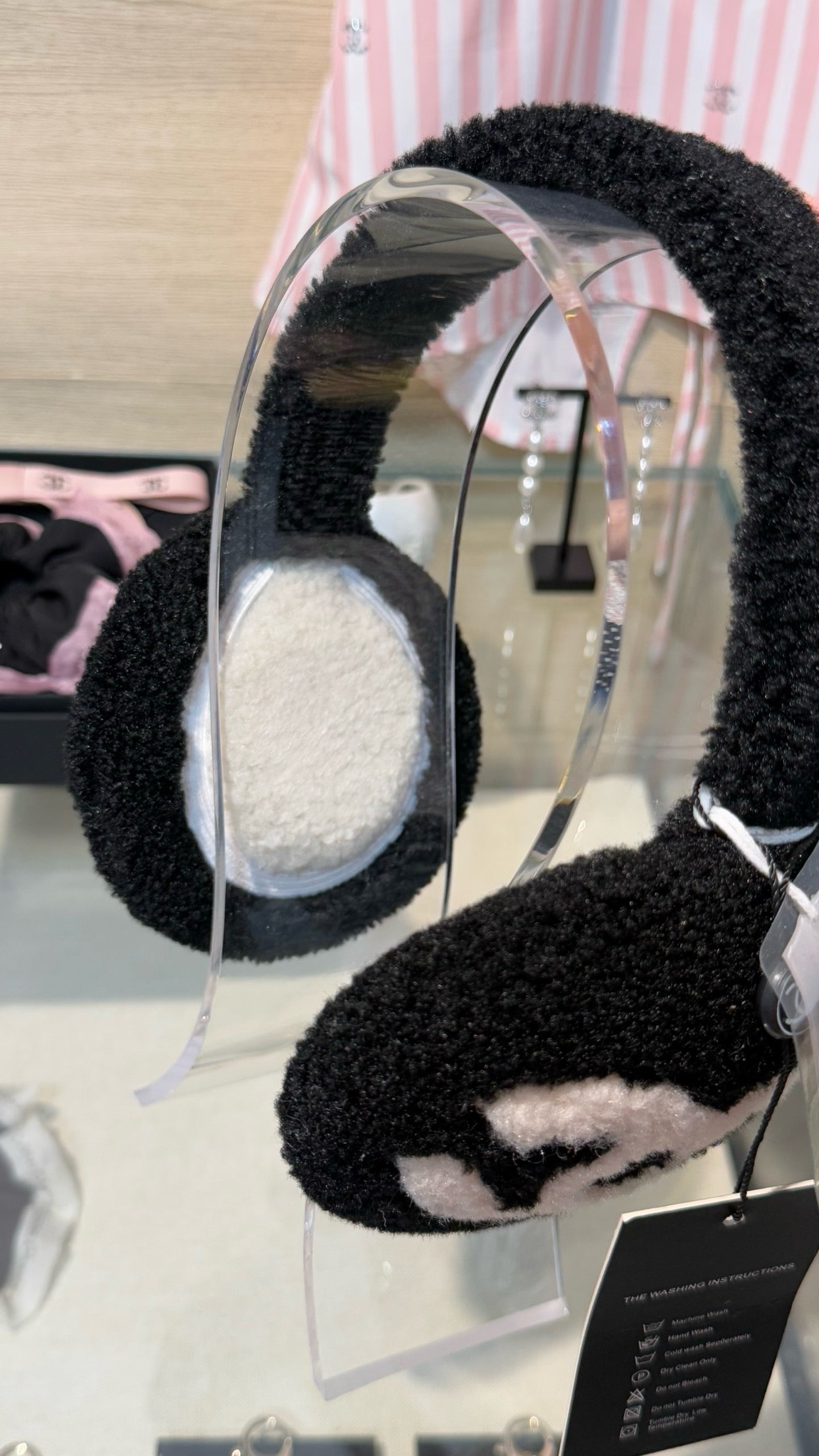 Chanel Shearling CC Black Earmuffs